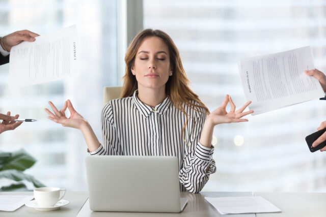 female executive taking a break