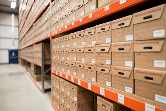 warehouse of document storage boxes