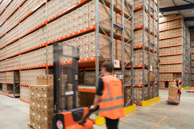 warehouse of document storage boxes