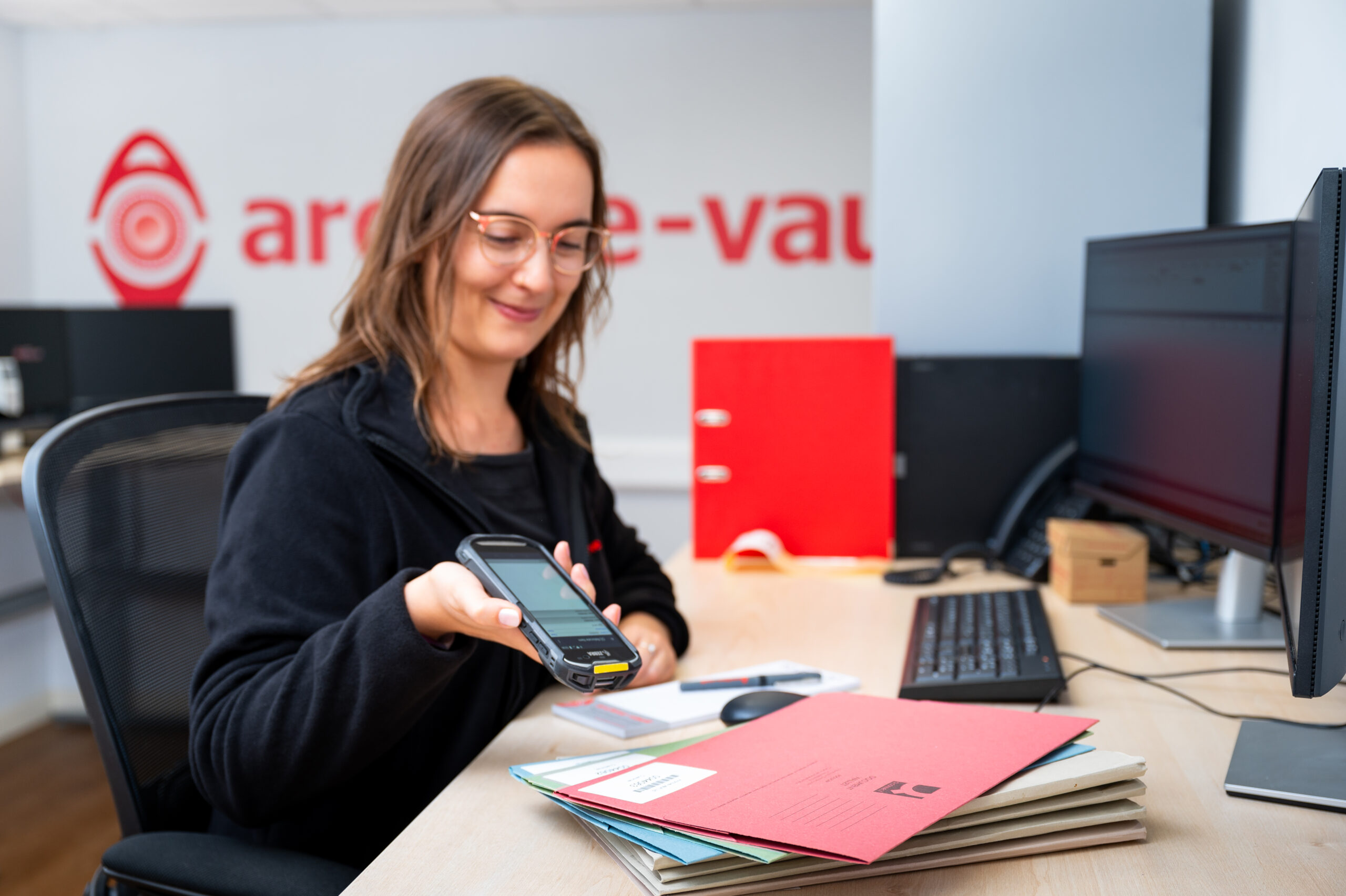 employee scanning documents