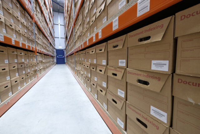 archive vault storage boxes in warehouse