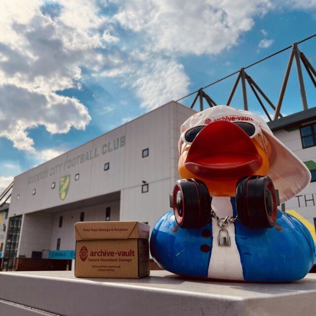 archive vault storage box in front of norwich city football club