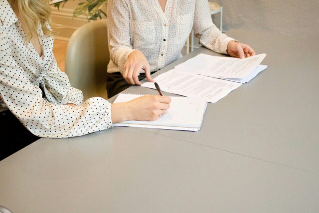 person signing document