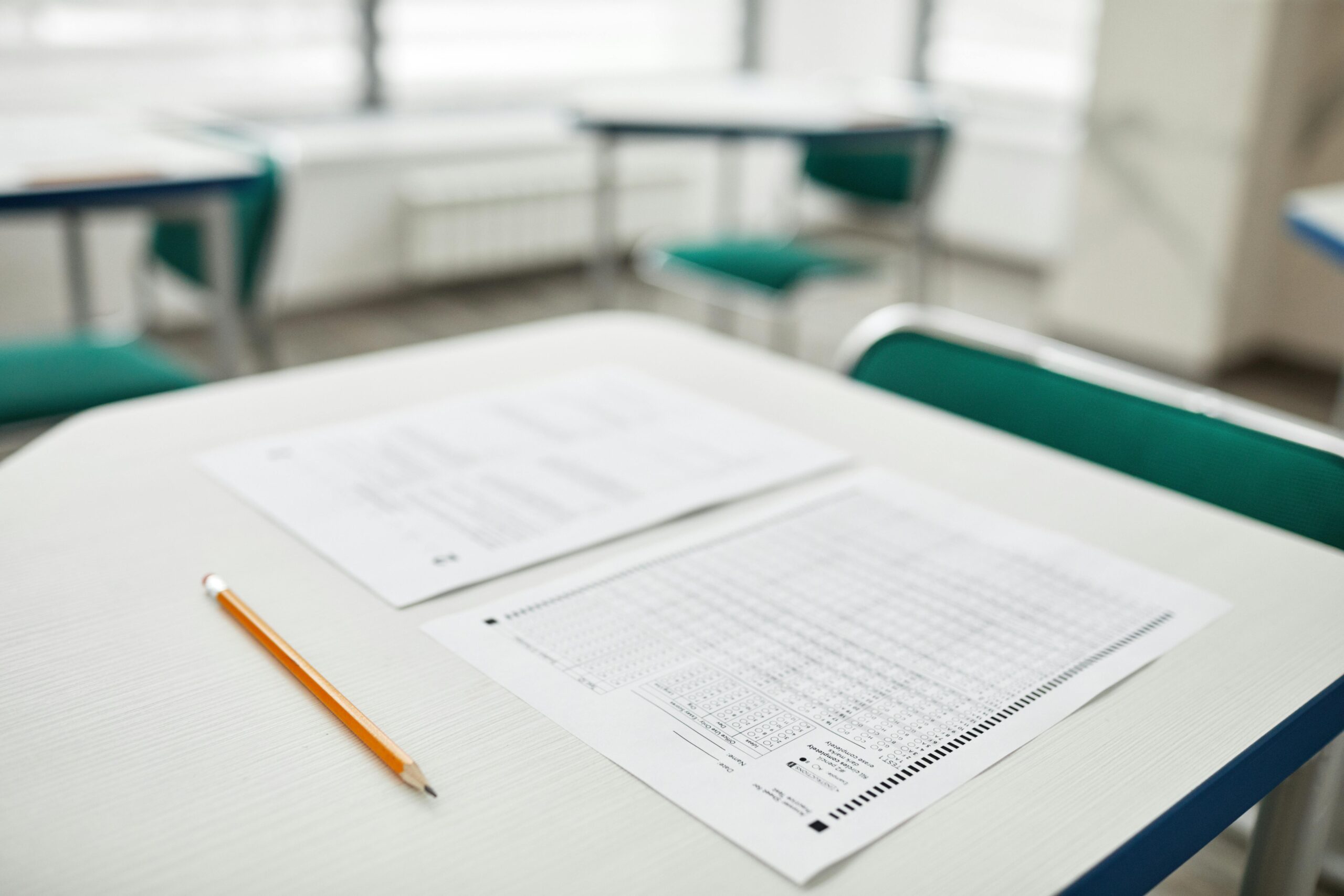 exam paper on desk